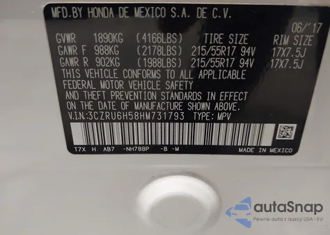 2017 Honda Hr-V Ex from USA, damaged, VIN 3CZRU6H58HM731793